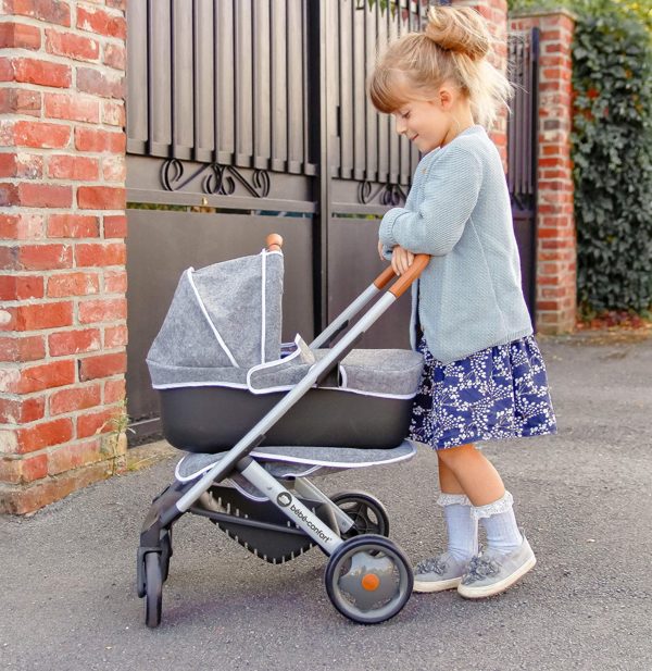 Smoby Bebe Confort 3 I 1 Barnvagn Barnvagn Gra For Dockor Och Dockor Tysta Och Flerriktade Hjul Forvaringskorg Reborn Docka